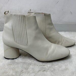 Marc Jacobs Women's White Leather Pull On Heeled Booties Size 40